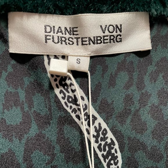 NWT Diane Von Furstenberg Faux Fur Trench Vest in Hunter Green Size Small - Picture 2 of 9